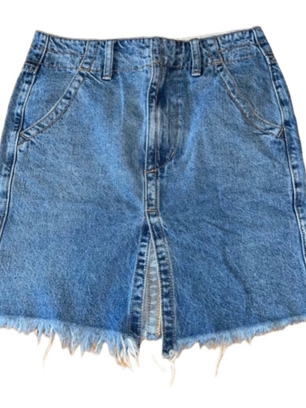 We the free Blue Denim Frayed Hem Women's skirt